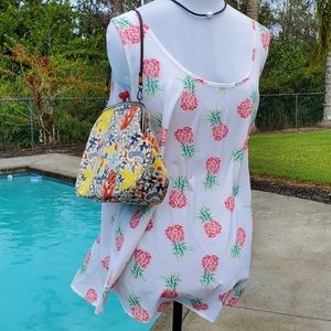 TIME AND TRU Sleeveless Top - White Print - Size S (4-6)